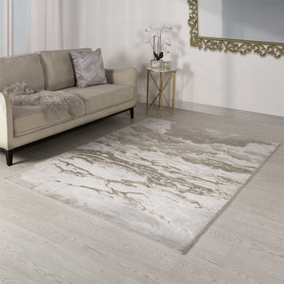 Beige Modern Easy to Clean Abstract Rug For Dining Room Bedroom And Living Room-120cm X 170cm