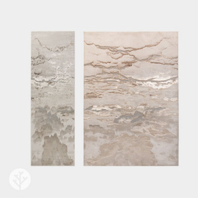 Beige Modern Easy to Clean Abstract Rug For Dining Room Bedroom And Living Room-66 X 240cm (Runner)