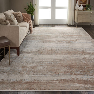 Beige Modern Luxurious Abstract Jute Latex Backing Easy to Clean Rug for Living Room Bedroom and Dining Room-120cm X 180cm