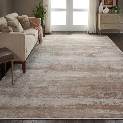 Beige Modern Luxurious Abstract Jute Latex Backing Easy to Clean Rug for Living Room Bedroom and Dining Room-160cm X 221cm