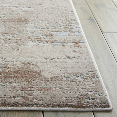 Beige Modern Luxurious Abstract Jute Latex Backing Easy to Clean Rug for Living Room Bedroom and Dining Room-160cm X 221cm - 3