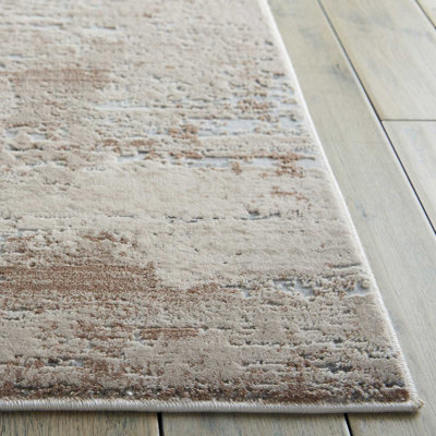 Beige Modern Luxurious Abstract Jute Latex Backing Easy to Clean Rug for Living Room Bedroom and Dining Room-160cm X 221cm