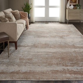 Beige Modern Luxurious Abstract Jute Latex Backing Easy to Clean Rug for Living Room Bedroom and Dining Room-66 X 230cm (Runner)