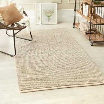 Handmade woolen two color outlets rug, minimalist cubic pattern rug