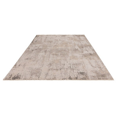 Beige Natural Abstract 8mm Thick Anti-Shed Rug For Bedroom, Dining Room ...