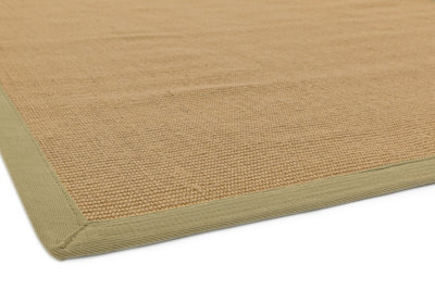 Beige Natural Modern Plain Easy to Clean Bordered Plain Rug For Dining Room Bedroom And Living Room-68 X 240cm (Runner)