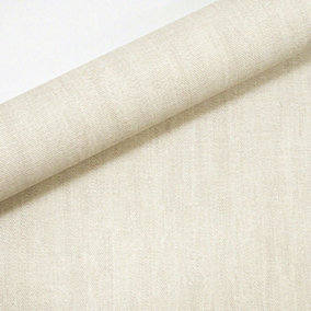 Beige Non-Woven Vinyl Wallpaper Plain Linen Effect Slight Imperfect HeavyWeight