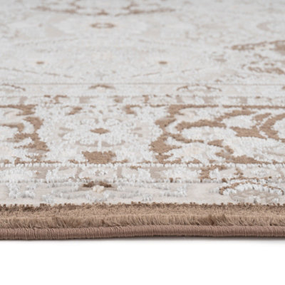 Beige Ornate Traditional Bedroom Living Area Rug 120x170cm