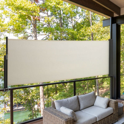 Beige Outdoor Patio Retractable Side Awning Balcony Sunshade Blind ...