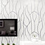 Beige Patterned Wallpaper Modern Abstract 3D Irregular Striped Flocking Wallpaper Roll 5m²