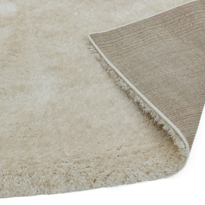 Beige Plain Luxurious Modern Shaggy Easy to clean Rug for Bed Room ...