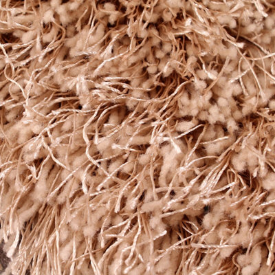Beige Plain Shaggy Handmade Sparkle Easy to Clean Rug For Dining Room Bedroom And Living Room-120cm X 170cm