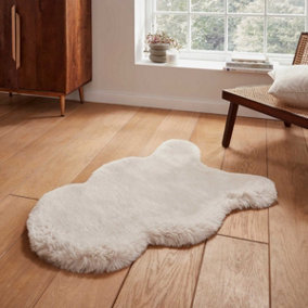 Beige Plain Shaggy Luxurious Modern Rug for Living Room and Bedroom-60cm X 90cm ( Single