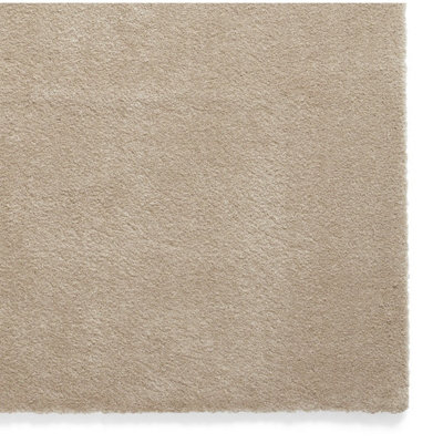 Beige Plain Shaggy Modern Rug Easy to clean Dining Room-60cm X 115cm - 4