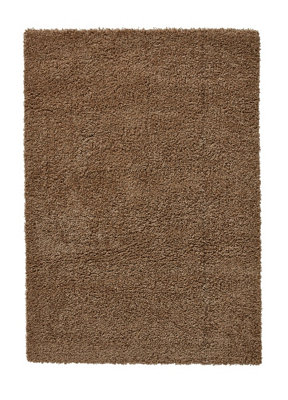 Beige Plain Shaggy Rug, 50mm Thick Stain-Resistant Rug, Modern Rug for Bedroom, LivingRoom, & DiningRoom-160cm X 220cm