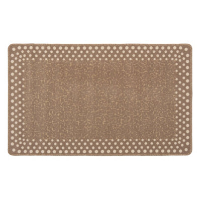 Beige Polka Dot Bordered Non Slip Washable Kitchen Utility Mat 66x100cm