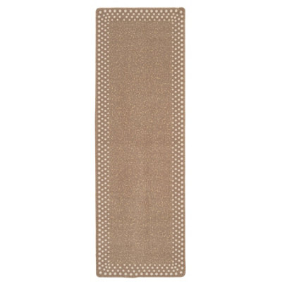 Beige Polka Dot Bordered Non Slip Washable Kitchen Utility Mat 66x200cm