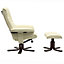 Beige PU Leather Adjustable Computer Chair with Ottoman Reading Chair with Armrests and Lumbar Support for Office