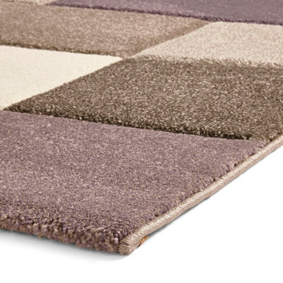 Beige/Purple Rug, Stain-Resistant Rug, Modern Handmade Geometric Rug for Bedroom, & Living Room-160cm X 220cm