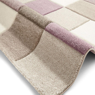 Beige/Purple Rug, Stain-Resistant Rug, Modern Handmade Geometric Rug for Bedroom, & Living Room-160cm X 220cm