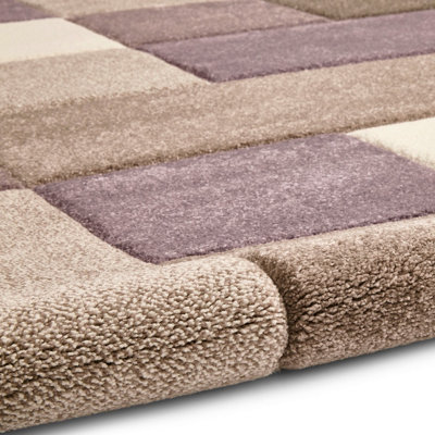 Beige/Purple Rug, Stain-Resistant Rug, Modern Handmade Geometric Rug for Bedroom, & Living Room-160cm X 220cm