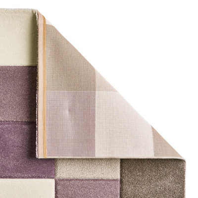Beige/Purple Rug, Stain-Resistant Rug, Modern Handmade Geometric Rug for Bedroom, & Living Room-160cm X 220cm