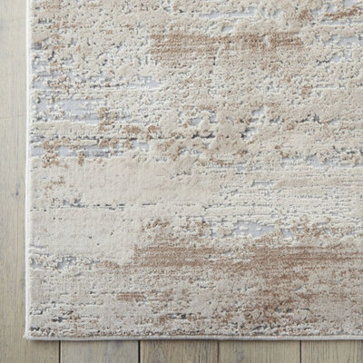 Beige Rug, 10mm Thick Modern Rug, Luxurious Abstract Stain-Resistant Rug for Living Room, & Dining Room-160cm X 221cm