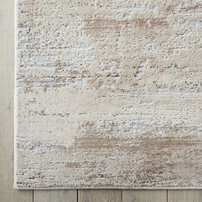 Beige Rug, 10mm Thick Modern Rug, Luxurious Abstract Stain-Resistant ...