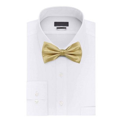 Beige Satin Polyester Bow Tie for Casual & Formal Wear, Wedding Party Accessory
