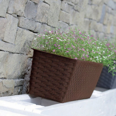 Beige, Set of 1 - Rato Rattan Design Plant Pots Rectangle Planter Small ...