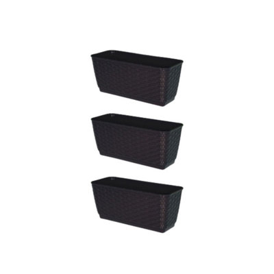 Beige, Set of 1 - Rato Rattan Design Plant Pots Rectangle Planter Small ...