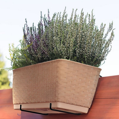 Beige, Set of 5 - Rato Rattan Design Plant Pots Rectangle Planter Large