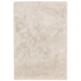 Beige Shaggy Modern Easy to Clean Plain Rug For Dining Room -120cm X 170cm
