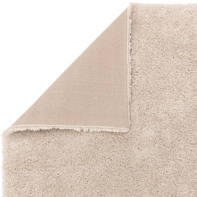 Beige Shaggy Modern Easy to Clean Plain Rug For Dining Room -120cm X 170cm