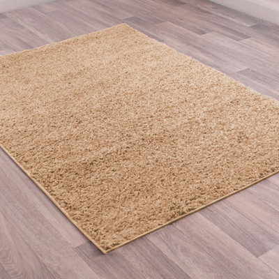 Beige Shaggy Plain Easy to clean Living Room and Bedroom-60 X 200cm (Runner)