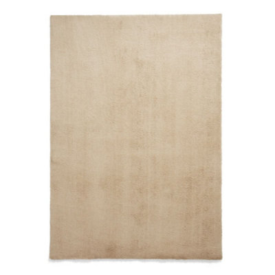 Beige Shaggy Washable Plain Modern Rug For Living Room Bedroom & Dining Room-120cm X 170cm