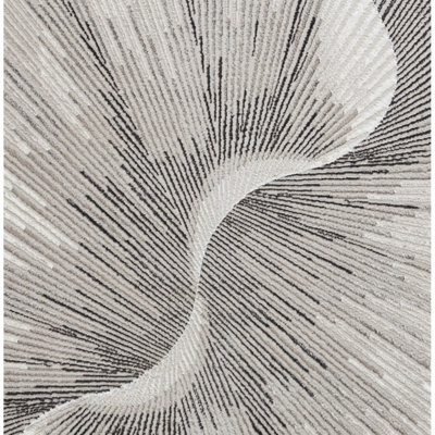 Beige Silver Abstract 8mm Pile Stain-Resistant Rug for Bedroom, Dining Room, Easy to Clean Modern Rug-120cm X 170cm