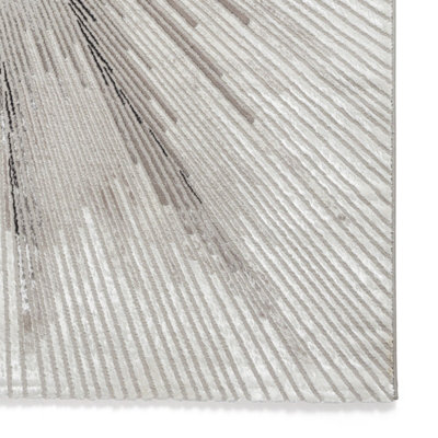 Beige Silver Abstract 8mm Pile Stain-Resistant Rug for Bedroom, Dining Room, Easy to Clean Modern Rug-120cm X 170cm