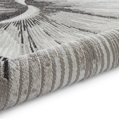 Beige Silver Abstract 8mm Pile Stain-Resistant Rug for Bedroom, Dining Room, Easy to Clean Modern Rug-120cm X 170cm