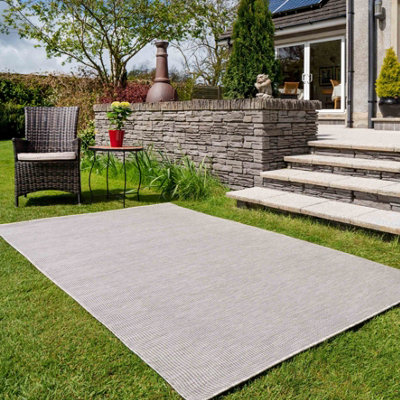 Beige Soft Plastic Value Indoor Outdoor Weatherproof Washable Area Rug 117x170cm