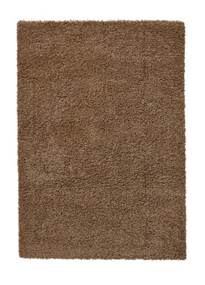 Beige Solid Plain Shaggy Easy to Clean Rug For Dining Room-133cm (Circle)
