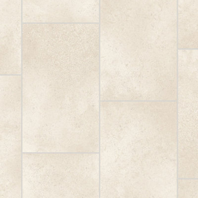 Beige Stone Effect Anti-Slip Vinyl Flooring For LivingRoom, 2.8mm Thick Cushion Backed Vinyl Sheet -3m(9'9") X 2m(6'6")-6m²