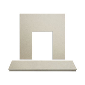 Beige Stone Marble Back Panel & Hearth, 54 Inch