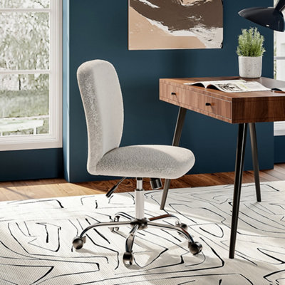 Beige Super Comfy Plush Office Ergonomic Chair with Castors No Arms