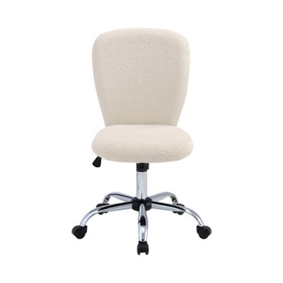 Beige Super Comfy Plush Office Ergonomic Chair with Castors No Arms