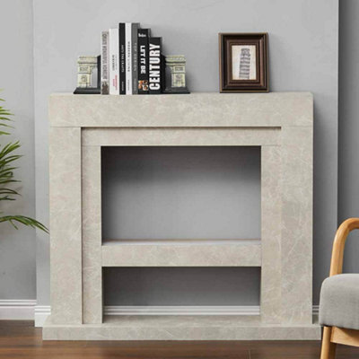 Beige Textured Finish Fireplace Surround Set