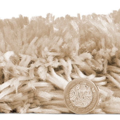 Beige Thick Shaggy Plain Handmade Modern Acrylic Rug for Living Room and Bedroom-120cm X 170cm - 4