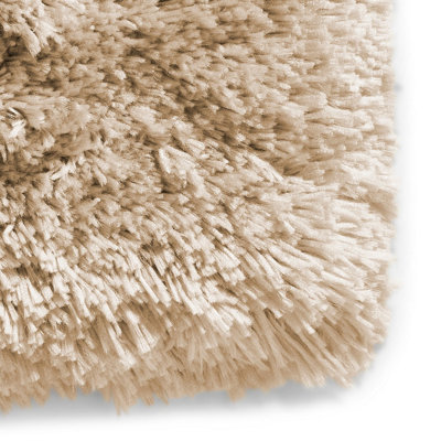 Beige Thick Shaggy Plain Handmade Modern Acrylic Rug for Living Room and Bedroom-120cm X 170cm - 5