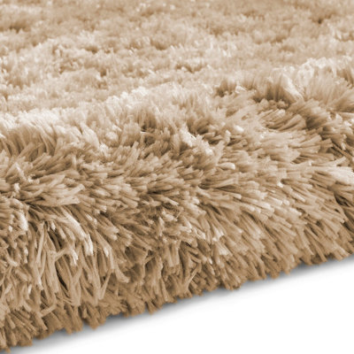 Beige Thick Shaggy Plain Handmade Modern Acrylic Rug for Living Room and Bedroom-120cm X 170cm - 7