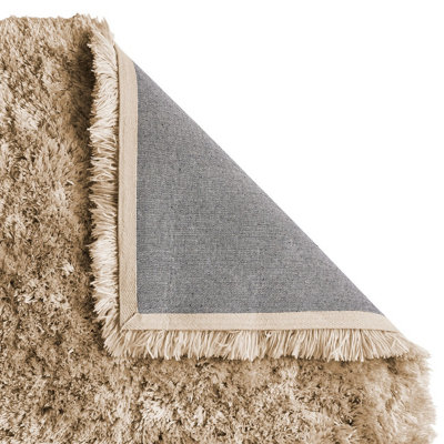 Beige Thick Shaggy Plain Handmade Modern Acrylic Rug for Living Room and Bedroom-120cm X 170cm - 8